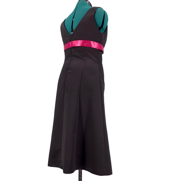 After Six Black Satin Sleeveless Midi Bridesmaid Prom Dress, 10 - Picture 7 of 16